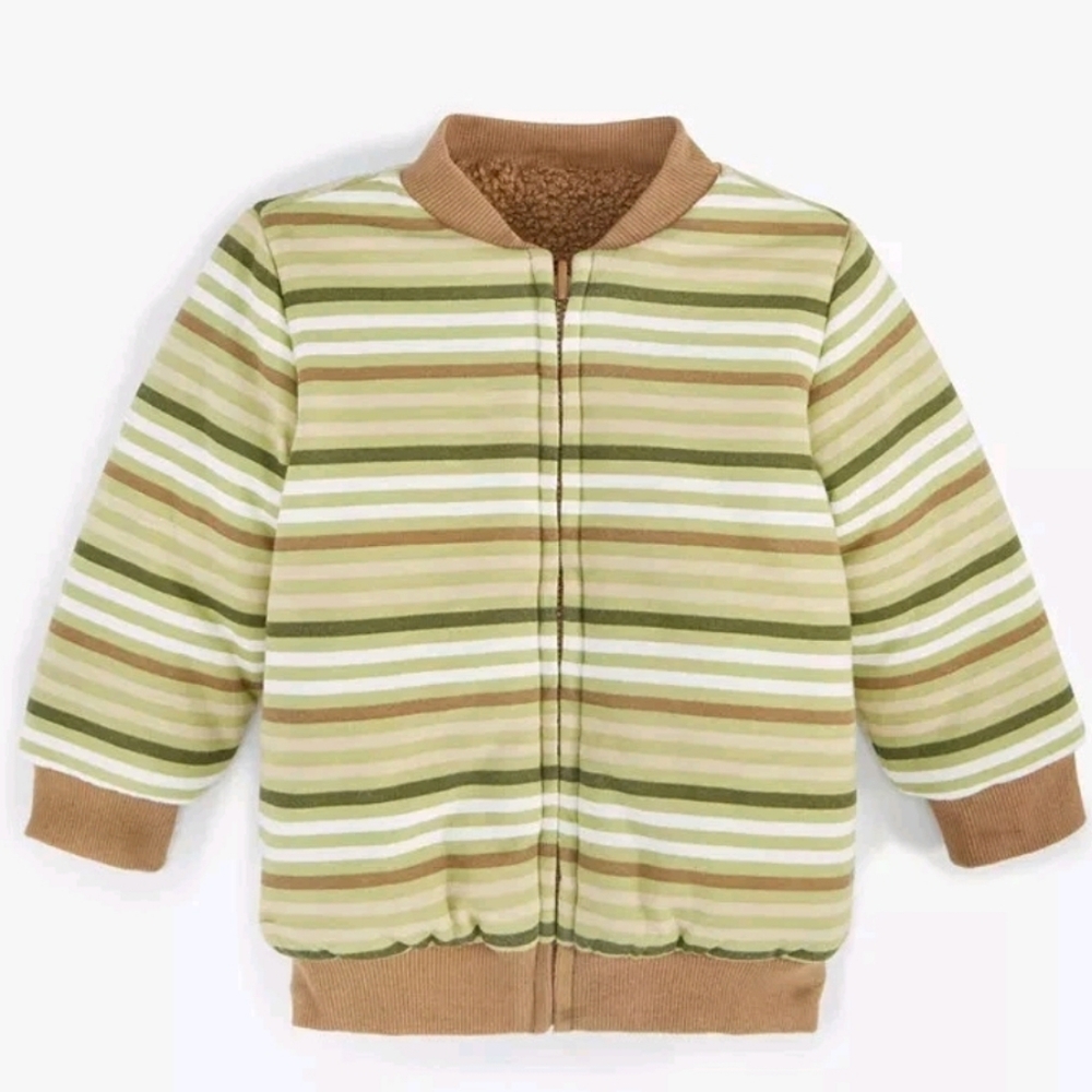 First‎ ImpressionsBaby Boys Reversible Faux-Sherpa Striped Jacket Sz 6-9mos